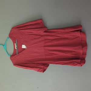 empire waist hi-low tunic length rust My Danielle brand size L v neck top rust